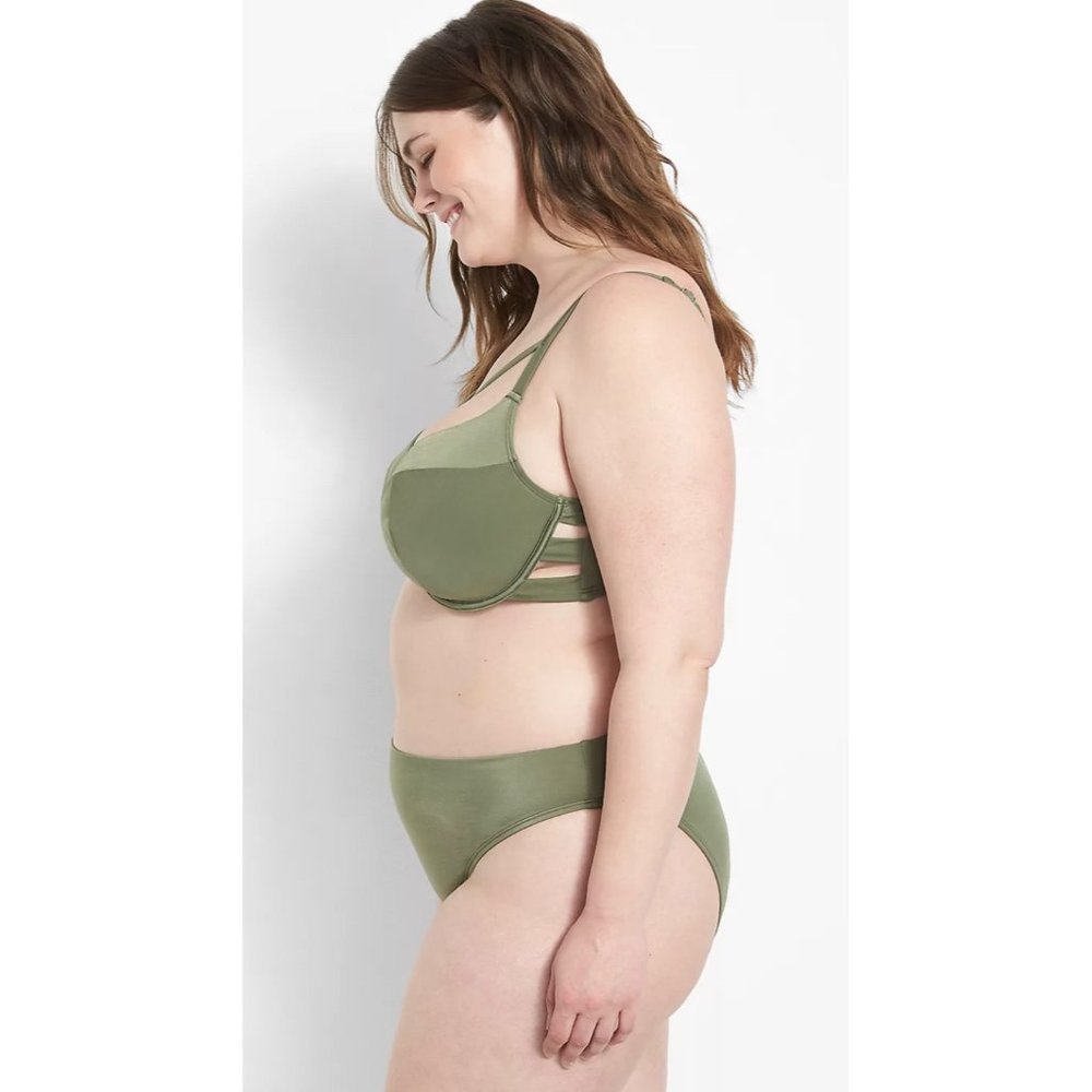 Lane Bryant‎ Cacique Olive Green Bikini Top 44DDD NWT